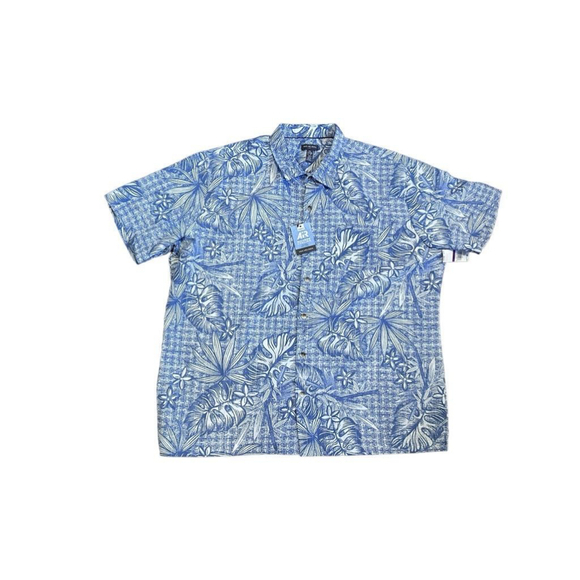 Van Heusen Men’s Air Classic Fit Colony Blue/White Wicking Shirt XL Hawaiian - Picture 2 of 7
